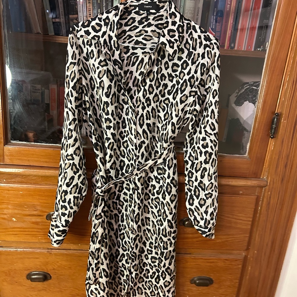 Theory Animal Print Silk Dress